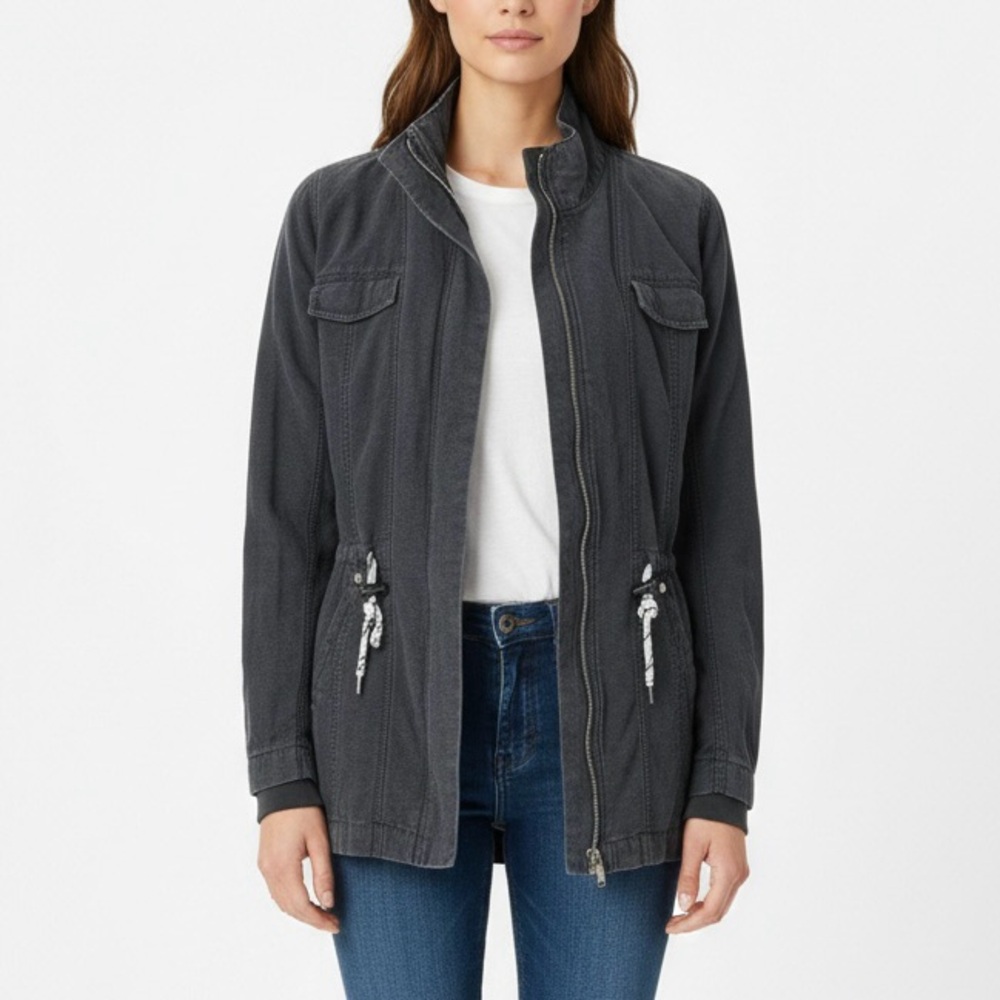 CAbi Weekend Moto Utility Jacket Women's Gray Full-Zip Long Sleeve Style#209 S